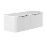 Fienza Minka 1200 Curved Wall Hung Cabinet Only 2 Drawers 1190x460x400mm Satin White (Cabinet Only) 120UW-C