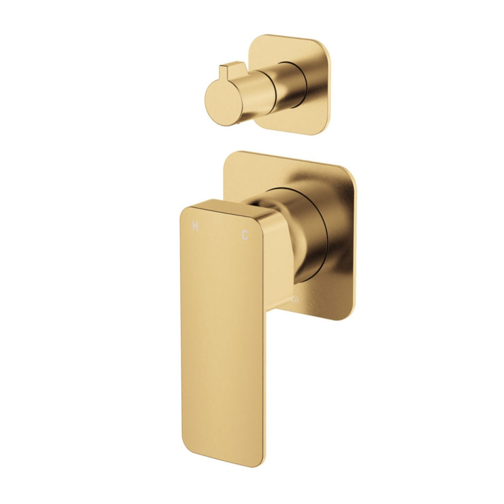 Fienza Tono Wall Diverter Mixer Dress Kit Small Square Plates Lead Free Urban Brass D233102UB-4-LF