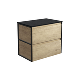 Fienza Amato 750 Wall Hung Cabinet 743x460x650mm (Matte Black Frames) Scandi Oak (Cabinet Only) 90BSF