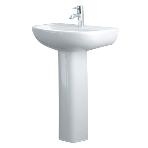 Fienza Compact Pedestal Basin (3 Taphole) 550mm Gloss White 611233W