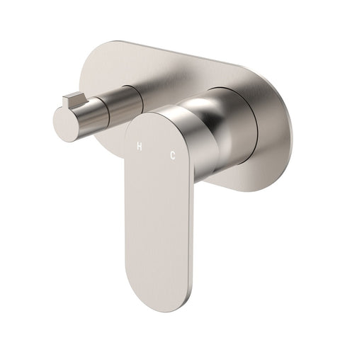 Fienza Empire Slim Wall Diverter Mixer Large Oval Plate Horizontal Lead Free Brushed Nickel 234112BN-LF