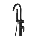 Fienza Empire Slim Floor Mounted Bath Mixer w/ Hand Shower Matte Black 234113B