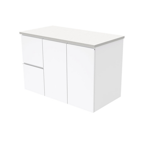 Fienza Fingerpull Wall Hung Cabinet Left Drawers 900mm Gloss White (Cabinet Only) 90FL