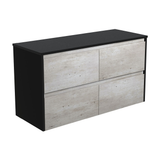 Fienza Amato 1200 Wall Hung Cabinet 1195x460x650mm (Satin Black Panels) Industrial (Cabinet Only) 120BXB