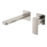 Fienza Tono Basin/Bath Wall Mixer Set Dress Kit Square Plates 200mm Outlet Lead Free Brushed Nickel D233104BN-200-LF