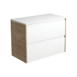 Fienza Amato 900 Wall Hung Cabinet Only 895x460x650mm (Scandi Oak Panels) Satin White (Cabinet Only) 90BWS