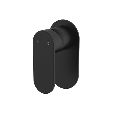 Fienza Empire Slim Wall Mixer Oval Plate Lead Free Matte Black 234101B-LF