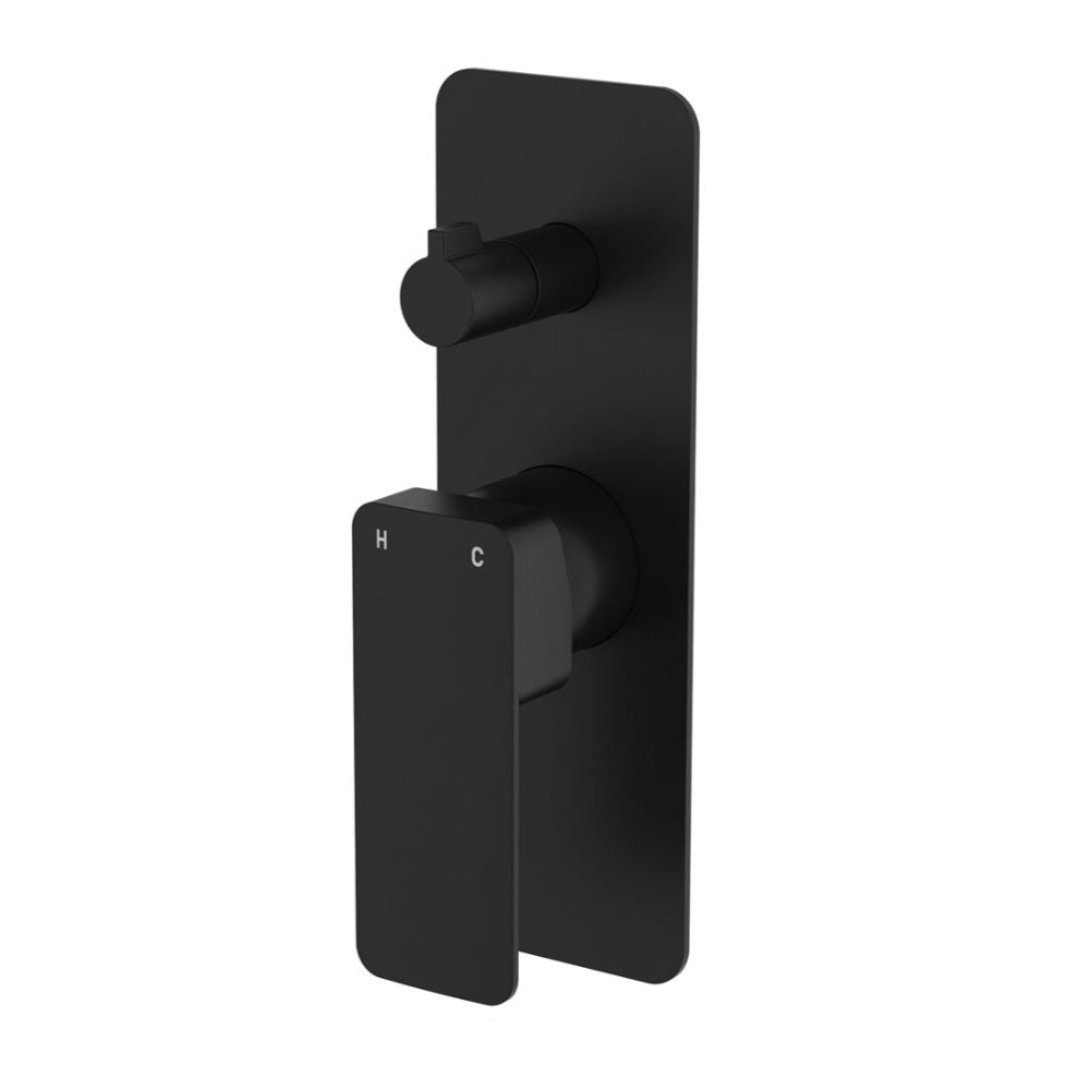 Fienza Tono Wall Diverter Mixer Dress Kit Large Rectangular Plate Lead Free Matte Black D233102B-LF