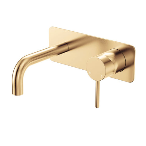 Fienza Kaya Basin/Bath Wall Mixer 130mm Outlet Set Dress Kit Rectangular Plt Lead Free Urban Brass D228106UB-130-LF