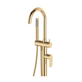 Fienza Empire Slim Floor Mounted Bath Mixer w/ Hand Shower Urban Brass 234113UB