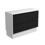 Fienza Amato 1200 On Kickboard Cabinet 1195x460x850mm (Satin White Panels) Satin Black (Cabinet Only) 120BBWK