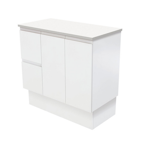 Fienza Fingerpull On Kickboard Cabinet Left Drawers 900mm Satin White (Cabinet Only) 75ZKL