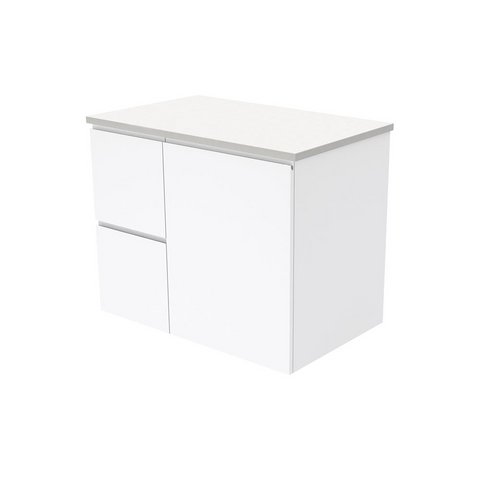 Fienza Fingerpull Wall Hung Cabinet Left Drawers 750mm Satin White (Cabinet Only) 75ZL