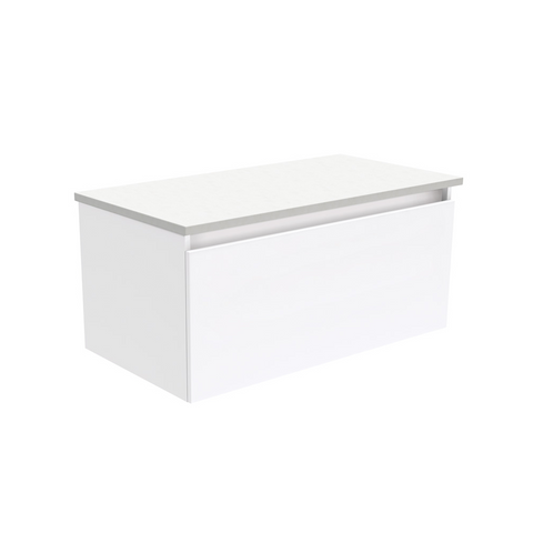 Fienza Manu Wall Hung Cabinet 900mm Large Drawer Gloss White (Cabinet Only) 90H