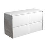 Fienza Amato 1200 Wall Hung Cabinet 1195x460x650mm (Industrial Panels) Satin White (Cabinet Only) 120BWX