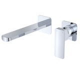 Fienza Tono Basin/Bath Wall Mixer Set Dress Kit Square Plates 200mm Outlet Lead Free Chrome D233104-200-LF