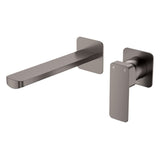 Fienza Tono Basin/Bath Wall Mixer Set Dress Kit Square Plates 200mm Outlet Lead Free Gunmetal D233104GM-200-LF