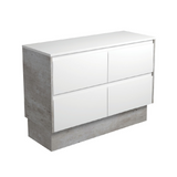 Fienza Amato 1200 On Kickboard Cabinet 1195x460x850mm (Industrial Panels) Satin White (Cabinet Only) 120BWXK