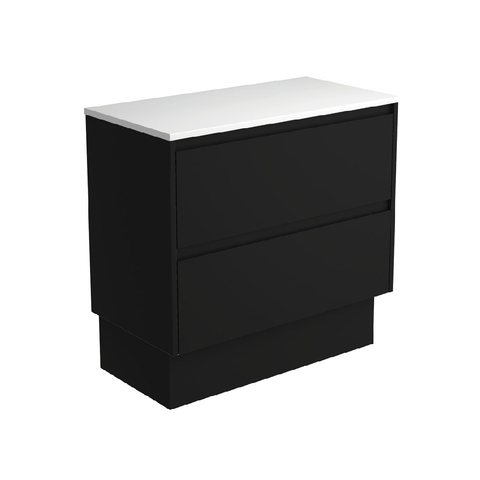 Fienza Amato 900 On Kickboard Cabinet 895x460x850mm Satin Black (Cabinet Only) 90BBK