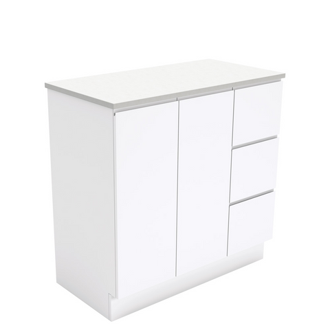 Fienza Fingerpull On Kickboard Cabinet Right Drawers 900mm Gloss White (Cabinet Only) 90CR