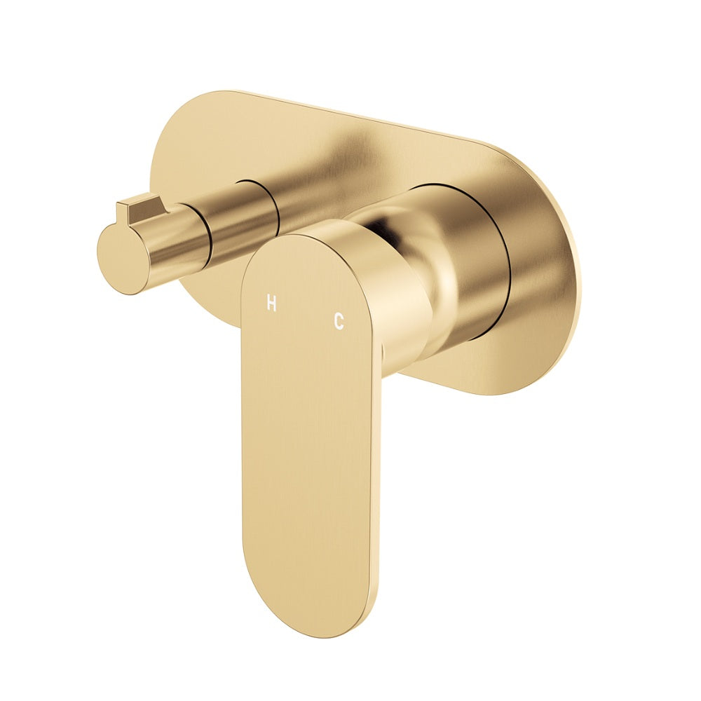 Fienza Empire Slim Wall Diverter Mixer Large Oval Plate Horizontal Lead Free Urban Brass 234112UB-LF