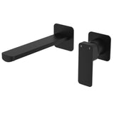 Fienza Tono Basin/Bath Wall Mixer Set Dress Kit Square Plates 200mm Outlet Lead Free Matte Black D233104B-200-LF