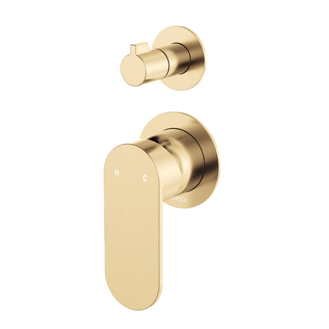 Fienza Empire Slim Wall Diverter Mixer Small Round Plates Vertical Lead Free Urban Brass 234102UB-4-LF