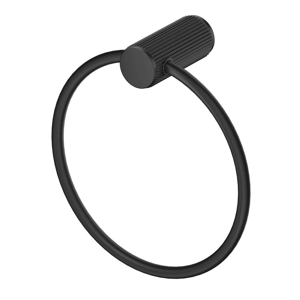 Bella Vista Mica Fluted Towel Ring Black 1104-P-NR-BLK