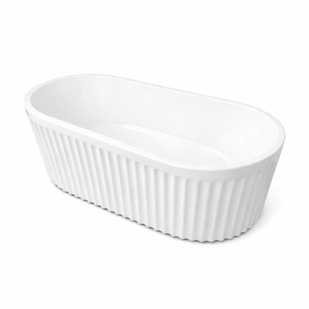 Amelie Deauville 1700 Fluted Freestanding Bath 1700x800x580mm (Gloss White) BDO1700FBFL