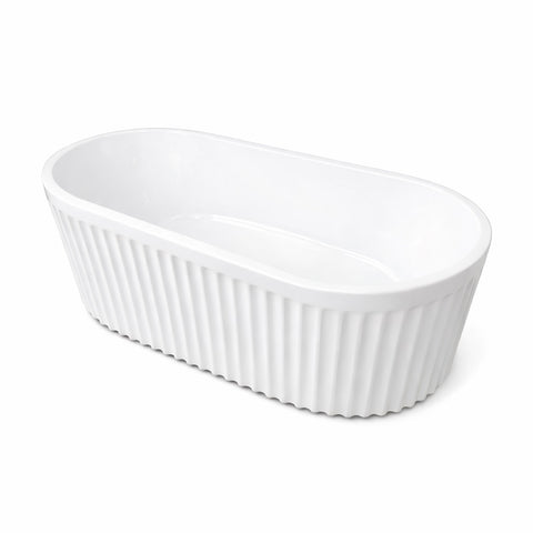 Amelie Deauville 1700 Fluted Freestanding Bath 1700x800x580mm (Gloss White) BDO1700FBFL
