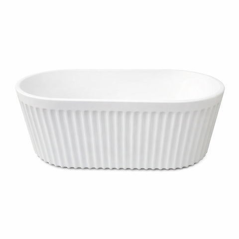 Amelie Deauville 1700 Fluted Freestanding Bath 1700x800x580mm (Matte White) BDO1700FBFLMW