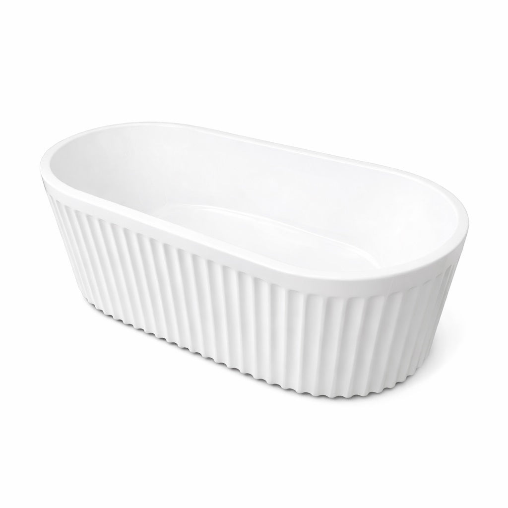 Amelie Deauville 1700 Fluted Freestanding Bath 1700x800x580mm (Matte White) BDO1700FBFLMW