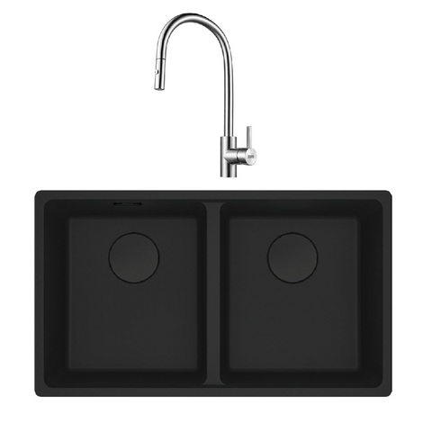 Franke Sink Maris Package Flushmount Sink 753x433mm Matte Black & Eos Neo Tap MRG220BMB+TA9601