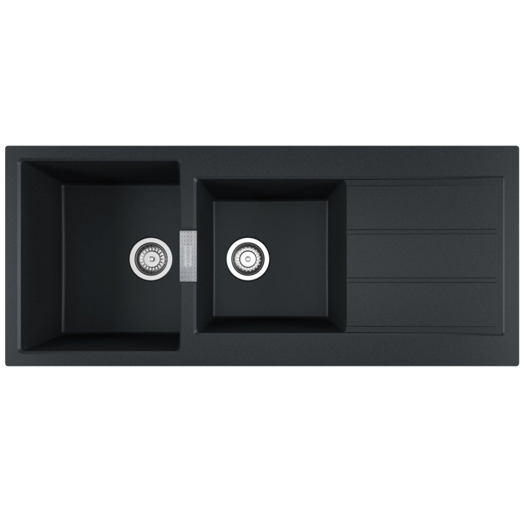 Franke Sirius Tectonite Sink Double Bowl with Drainer 1160mm Black S2D621CB
