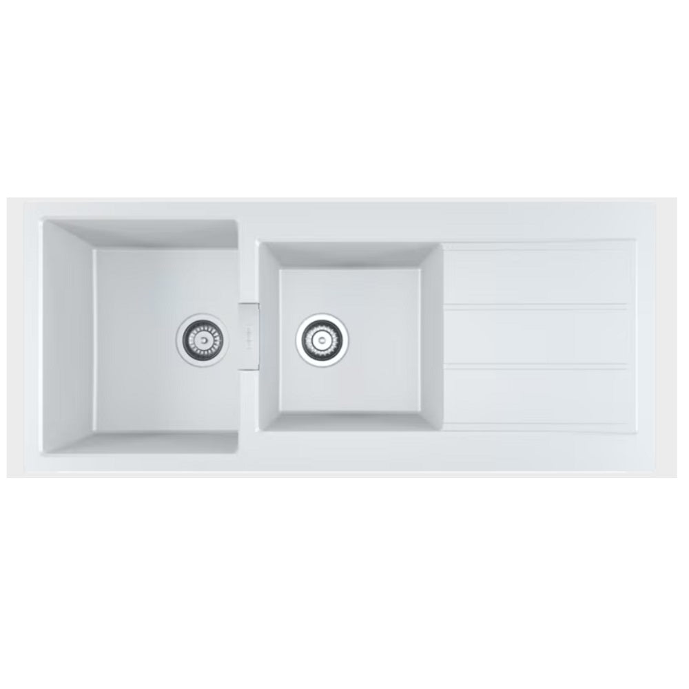Franke Sirius Tectonite Sink Double Bowl with Drainer 1160mm White S2D621PW