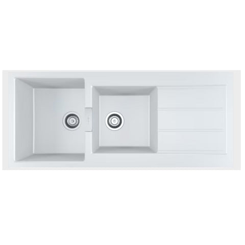 Franke Sirius Tectonite Sink Double Bowl with Drainer 1160mm White S2D621PW
