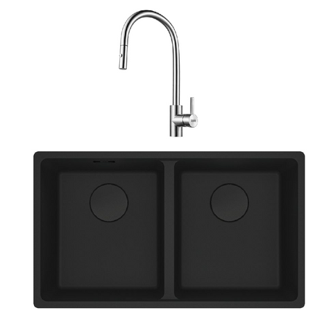 Franke Sink Maris Package Undermount Sink 753x433mm Matte Black & Eos Neo Tap MRG120BMB+TA9601