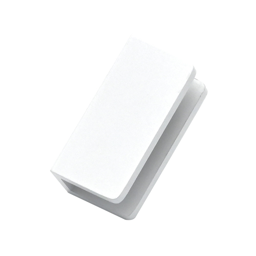 Fienza Frameless Wall Bracket Rounded Corners (Suits 10mm) White GB01-WH