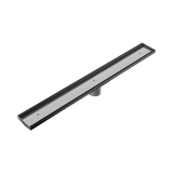 Nero Tile Insert V Channel Floor Grate w/ Outlet 800x106x90mm Gunmetal NRFG010HSGM