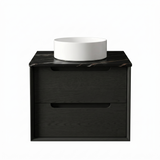Otti Byron Wall Hung Vanity 600mm (10 O'Clock Taphole) Black Oak / Empire Black Top BY600BST-EB-10TH
