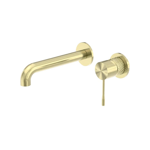 Nero Opal Wall Basin/Bath Mixer 120mm Spout Separate Back Plate Brushed Gold NR251907B120BG