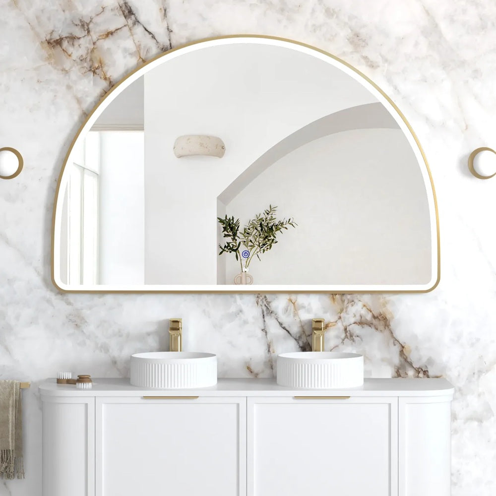 Otti LED Moonlight Archie Metal Framed Mirror 1000x1500mm Brushed Gold LED-MA1015G