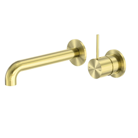 Nero Mecca Wall Basin / Bath Set 120mm (Separate Plates) Handle Up Trim Kits Only Brushed Gold NR221910D120TBG