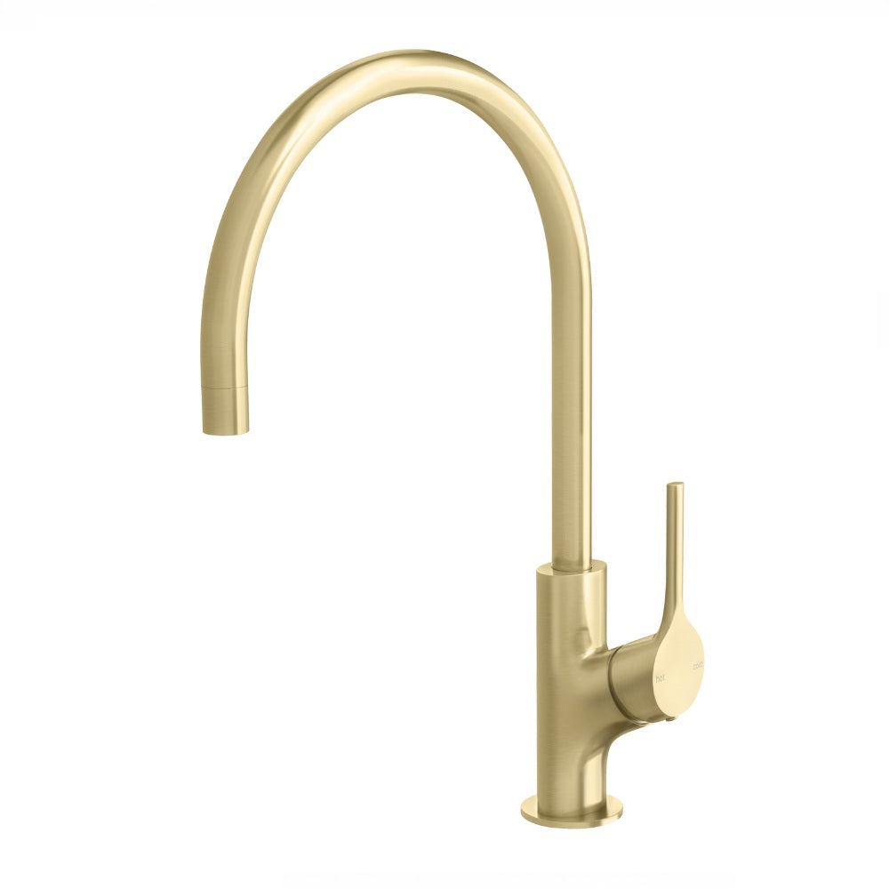 Phoenix Vivid Slimline Oval Sink Mixer 220mm Gooseneck Brushed Gold VV733-12-1