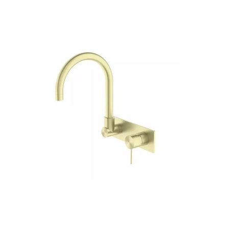 Nero Mecca Wall Basin/Bath Mixer Swivel Spout Brushed Gold NR221910QBG