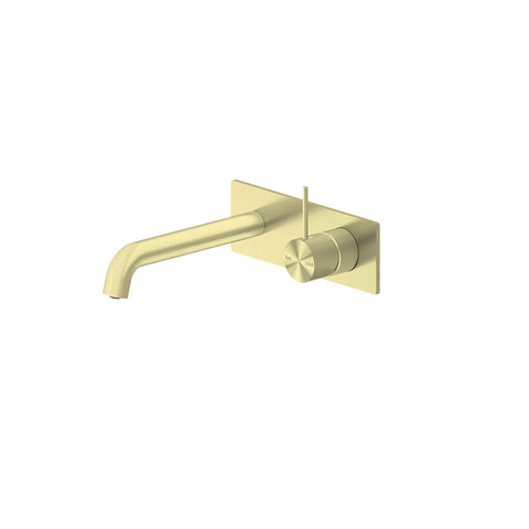 Nero Mecca Wall Basin/Bath Mixer Handle Up 230mm Brushed Gold NR221910B230BG