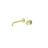 Nero Mecca Wall Basin/Bath Mixer Separate Back Plate Handle Up 230mm Brushed Gold NR221910D230BG