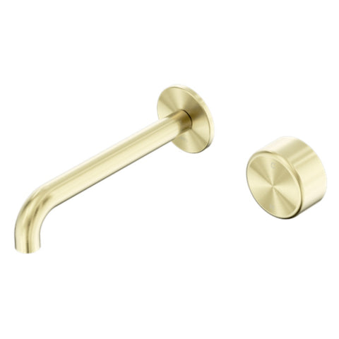 Nero Serenity Progressive Wall Basin Mixer 220mm Spout w/ Metal Handle Brushed Gold 24E078BG