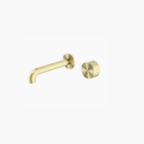 Nero Kara Progressive Wall Basin/Bath Mixer Separate Back Plate 120mm Brushed Gold NR271907a120BG