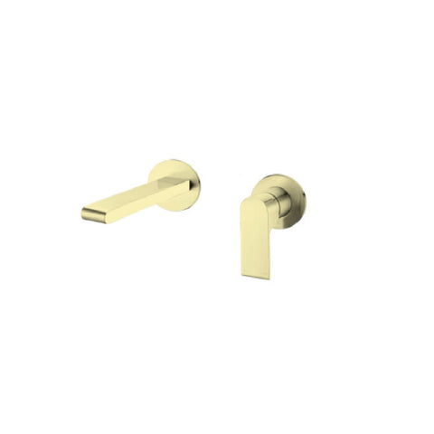 Nero Bianca Wall Basin/Bath Mixer 187mm Separate Back Plate Brushed Gold NR321510EBG